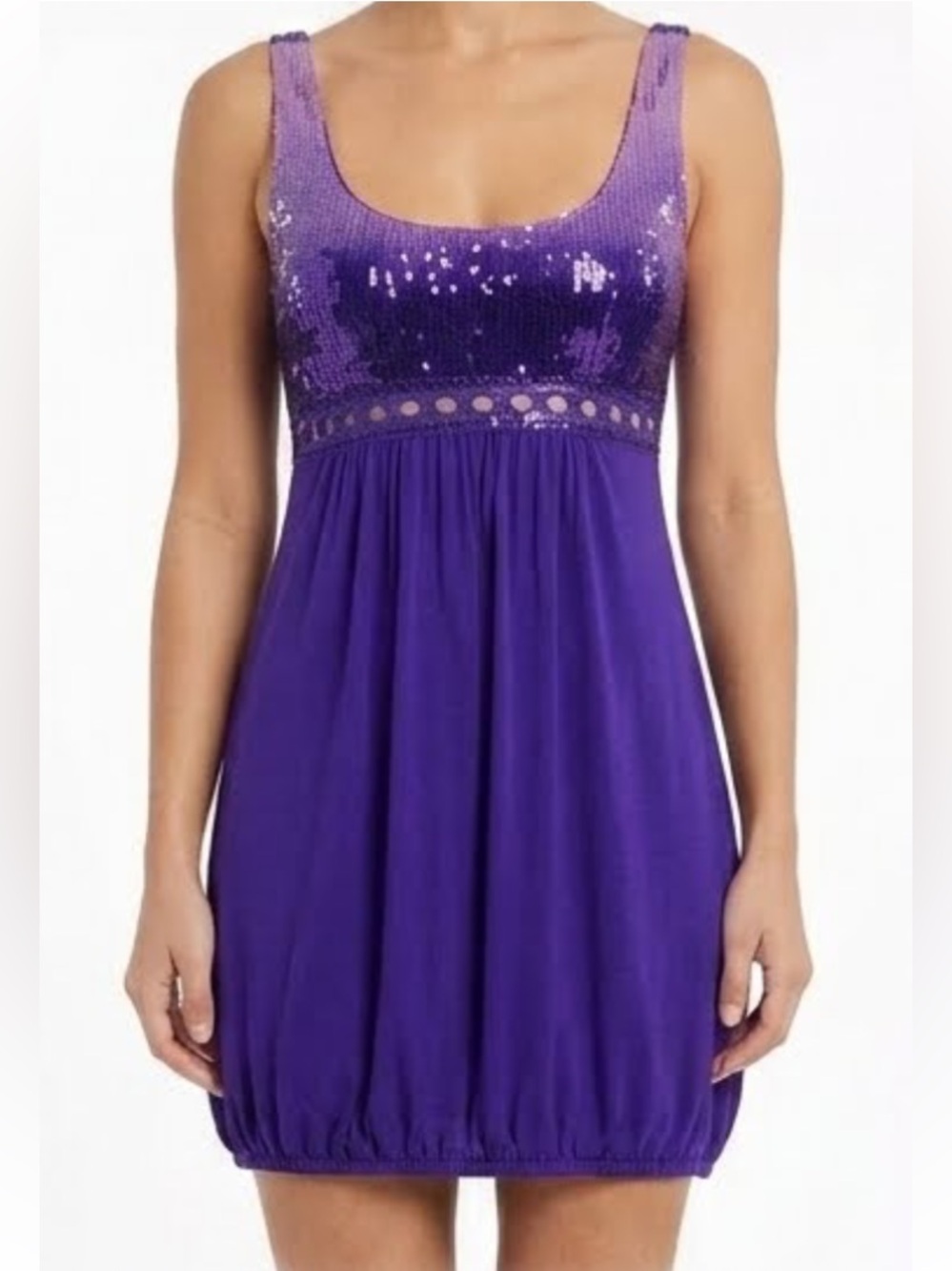 CHARLOTTE RUSSE Vintage Y2k 2000s Indie Barbiecore Sequin Mini Tank Dress S